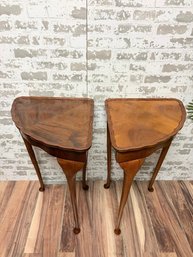 Pair Of Vintage Queen Anne Style Mahogany Corner Tables