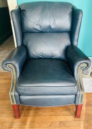 Lane Blue Leather Reclining Wingback Armchair