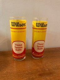 Two Vintage Wilson Tennis Drinking Glasses