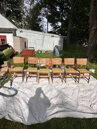 Vintage Norquist Coronet 'Wonderfold' Cane-Back Folding Chairs - Set Of 6