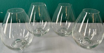 Stemless Wineglasses With Thumbprint, Set Of 4