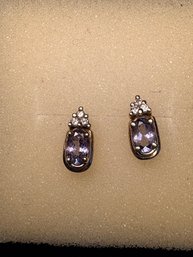 14K Gold Tanzanite & Diamond Earrings