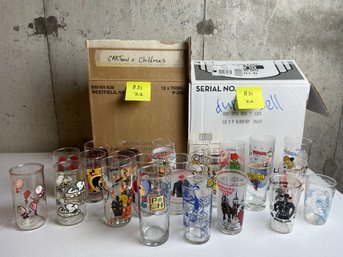 BOX LOT, Cartoon & Collectible Tumblers, Snoopy, Popeye, McDonalds, Spiderman, Kentucky Derby, MORE