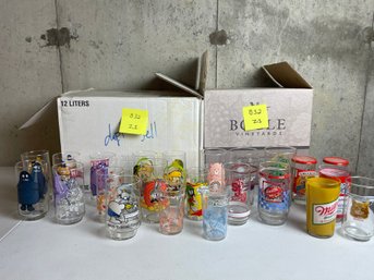 BOX LOT, Cartoon Tumblers & Drinking Glasses, Grimace, Carbears, McDonalds, Looney Tunes, Morris Cat, MORE