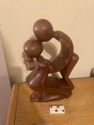 Vintage Wooden Kissing Statue