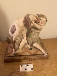 Vintage Statue Of Girl With Dog
