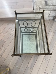 Three-tier Metal And Glass Rolling Bar Cart With Mirrored Bottom Shelf.
