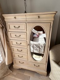 Vintage Wooden Dresser With Oval Mirror