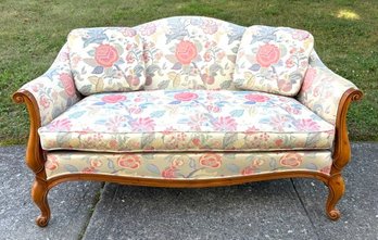 Vintage Champagne Floral Settee/ Loveseat By Hickory Chair Company