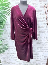 New With Tags - Anne Klein Merlot Velvet Wrap Dress Size L