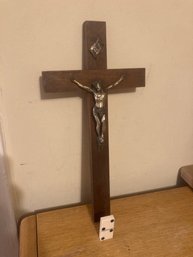 Vintage Wooden Base Wall Crucifix