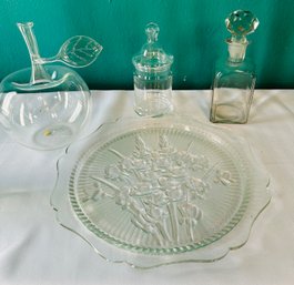 Glass Lot - Handblown Apple, Small Decanter, Etc.