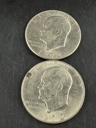 Lot Of 2 Eisenhower Dollars 1972, 1972-D
