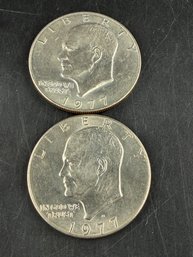 Lot Of 2 Eisenhower Dollars 1977 1977-D