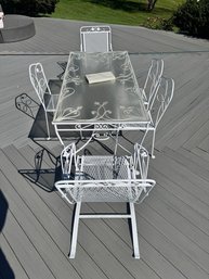 RESTORED Vintage John Salterini Wrought Iron 7-Piece Patio Dining Set (Lily Of The Valley / Leaf & Vine Style)