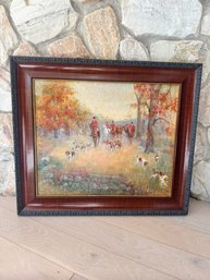 Vintage 'Fox Hunt' Framed Oil Painting By M. Scoville Wing