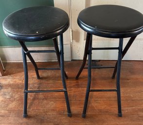 Pair Of Folding Metal Stools