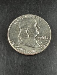 1963 Ben Franklin Silver Half Dollar