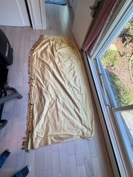 Pair Of Custom Smith  Noble Gold Silk Pinch-Pleat Drapes With Tassel Fringe