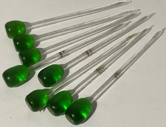 8 Crate & Barrel Glass Olive Cocktail Picks, Barware