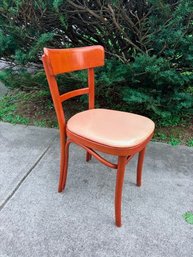 Thonet Style Bent Wood Chair With Vinyl Upholstery