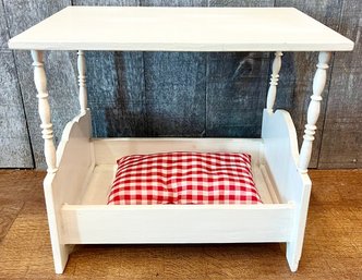 Handmade Painted White Wood Baby Doll Crib