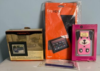Tech Trio - Digital Photo Frame, Phone Case & Fire HD Cover