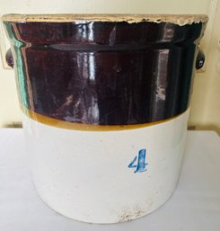 Large Vintage Stoneware Drip Glaze Crock
