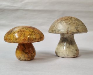 Hand Carved Alabaster Mushroom Paperweights