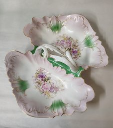 Carl Tielsch C.T. Germany Porcelain Floral Handled Dish