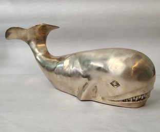 Large Vintage Brass Whale Nautical Coastal Decor American Brass