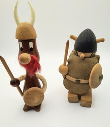 Two Danish Wooden Vikings