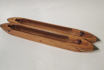 Pair Of Antique Boat Shuttles Weaving Shuttles