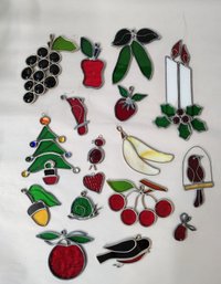 17 Piece Leaded Stained Glass Window Sun Catchers