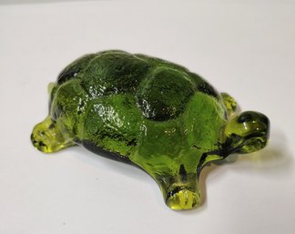 Pilgrim Glass Green Glass Turtle