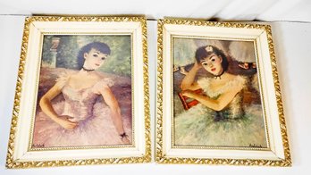 Vintage Mid-Century D'Amario Ballerina Framed Prints - Pair In Ornate Gold & Cream Frames