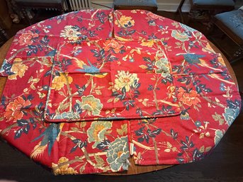 Pottery Barn Brighton Red Chinoiserie With Blue Bird Floral Sham Covers And One Standard Size Cover