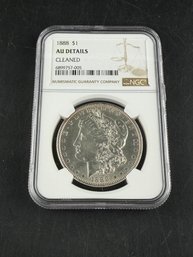 1888 Morgan Silver Dollar NGC Graded AU Details CLEANED 90 % Silver