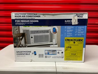 New (Sealed) Arctic King 8,000 BTU Room Air Conditioner Window Unit (Smartphone Compatible) W/Remote Ref: LI