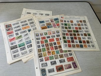 Collection Of Various Vintage American Stamps On Paper Sheets