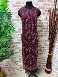 Exquisitly Beaded Pisanno Nights Evening Dress In Purple Size 10