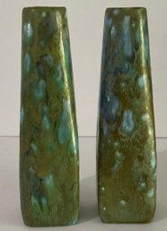 Vintage PR. Monterey Jade V15 California Pottery Vases, Ceramic Monterey Jade Drip Glaze