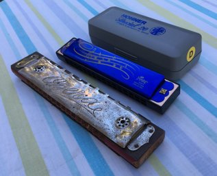 Lot Of 3 Vintage Harmonicas - Hohner Special 20 Key D, Imperial Music Makers Key C, West Germany Opera Harp