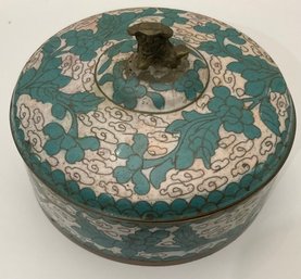 Vintage Cloisonne Foo Dog Decorative Box, Cloisonne Enamel Trinket Holder