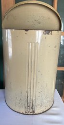 Vintage Metal Trash Can With Attached Flip Up Lid