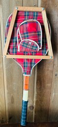 Vintage Tennis Racket In Plaid Case - As Is