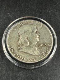 1953-D Ben Franklin Silver Half Dollar