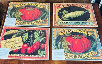 Metropolitan Museum Of Art Reproduction Canning Labels Placemats - Set Of 4, Sealed