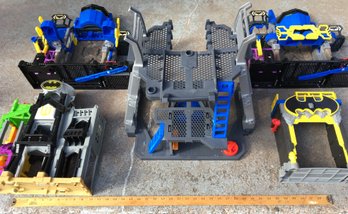 Lot Of 5 Batman & Jurassic Park Fisher Price Toy Playsets - Robo Bat Cave, Gotham City Tower, Brucewayne Manor