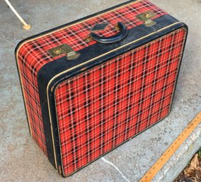 MCM Red Plaid Lincoln Traveler Suitcase - Dolly Madison Style